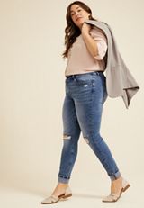 Plus Size m jeans by maurices&trade; Super Skinny Ankle Mid Rise Ripped Jean, C258, small