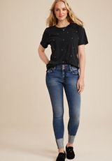 edgely&trade; Super Skinny Mid Rise Double Button Jean, DARK SANDBLAST, small