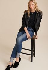 edgely&trade; Super Skinny Mid Rise Double Button Jean, DARK SANDBLAST, small