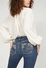 Silver Jeans Co.&reg; Elyse Curvy Embroidered Mid Rise Slim Boot Jean, C258, small