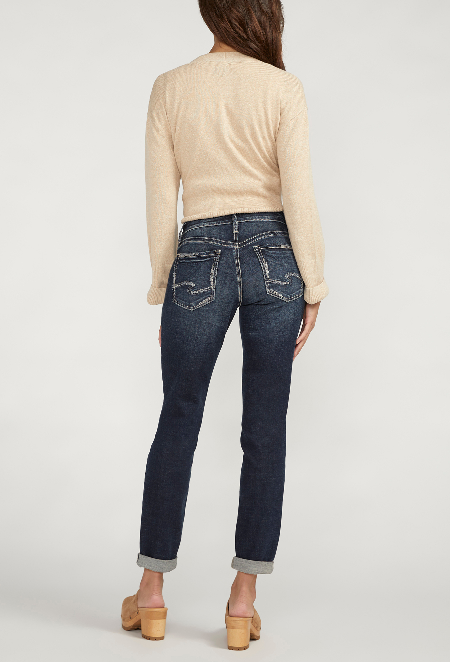 Silver Jeans Co.&reg; Boyfriend Mid Rise Embroidered Lurex Pocket Jean, DARK SANDBLAST, large