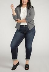 Plus Size Silver Jeans Co.&reg; Boyfriend Mid Rise Embroidered Lurex Pocket Jean, DARK SANDBLAST, small