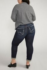 Plus Size Silver Jeans Co.&reg; Boyfriend Mid Rise Embroidered Lurex Pocket Jean, DARK SANDBLAST, small