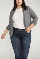 Plus Size Silver Jeans Co.&reg; Boyfriend Mid Rise Embroidered Lurex Pocket Jean, DARK SANDBLAST, small