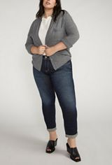 Plus Size Silver Jeans Co.&reg; Boyfriend Mid Rise Embroidered Lurex Pocket Jean, DARK SANDBLAST, small