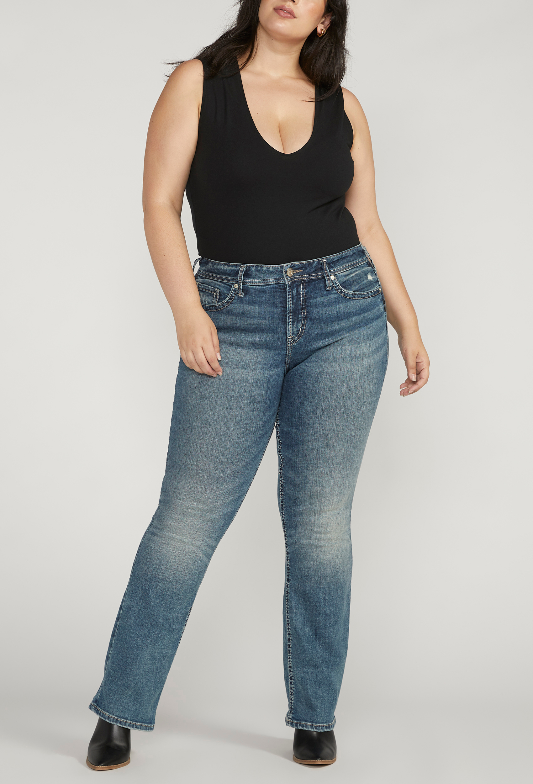 Plus Size Silver Jeans Co.® Suki Slim Boot Curvy Mid Rise Jean