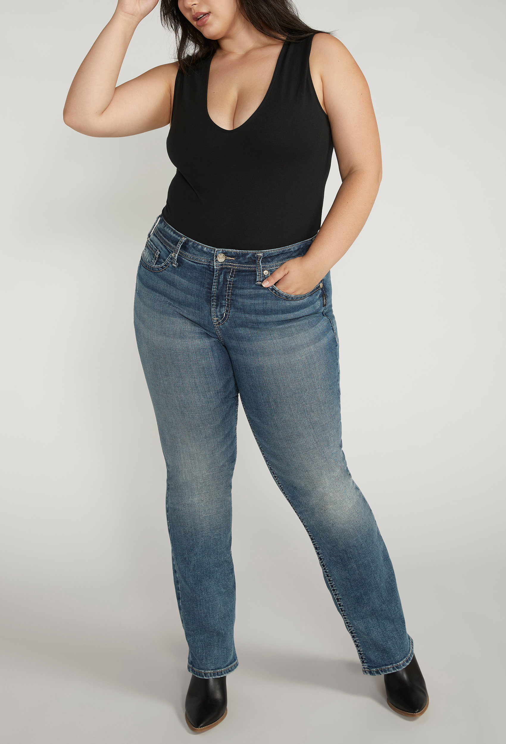 Plus Size Silver Jeans Co.&reg; Suki Slim Boot Curvy Mid Rise Jean, C3337, large