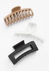 3 Pack Multi Shape Claw Hair Clips, MULTI, small
