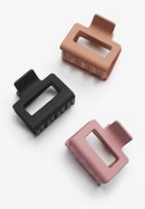 3 Pack Square Matte Claw Hair Clips, C1524, small