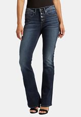 Silver Jeans Co.&reg; Suki Bootcut Curvy Mid Rise Button Fly Jean, DARK SANDBLAST, small