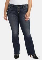 Plus Size Silver Jeans Co.&reg; Suki Bootcut Curvy Mid Rise Button Fly Jean, DARK SANDBLAST, small