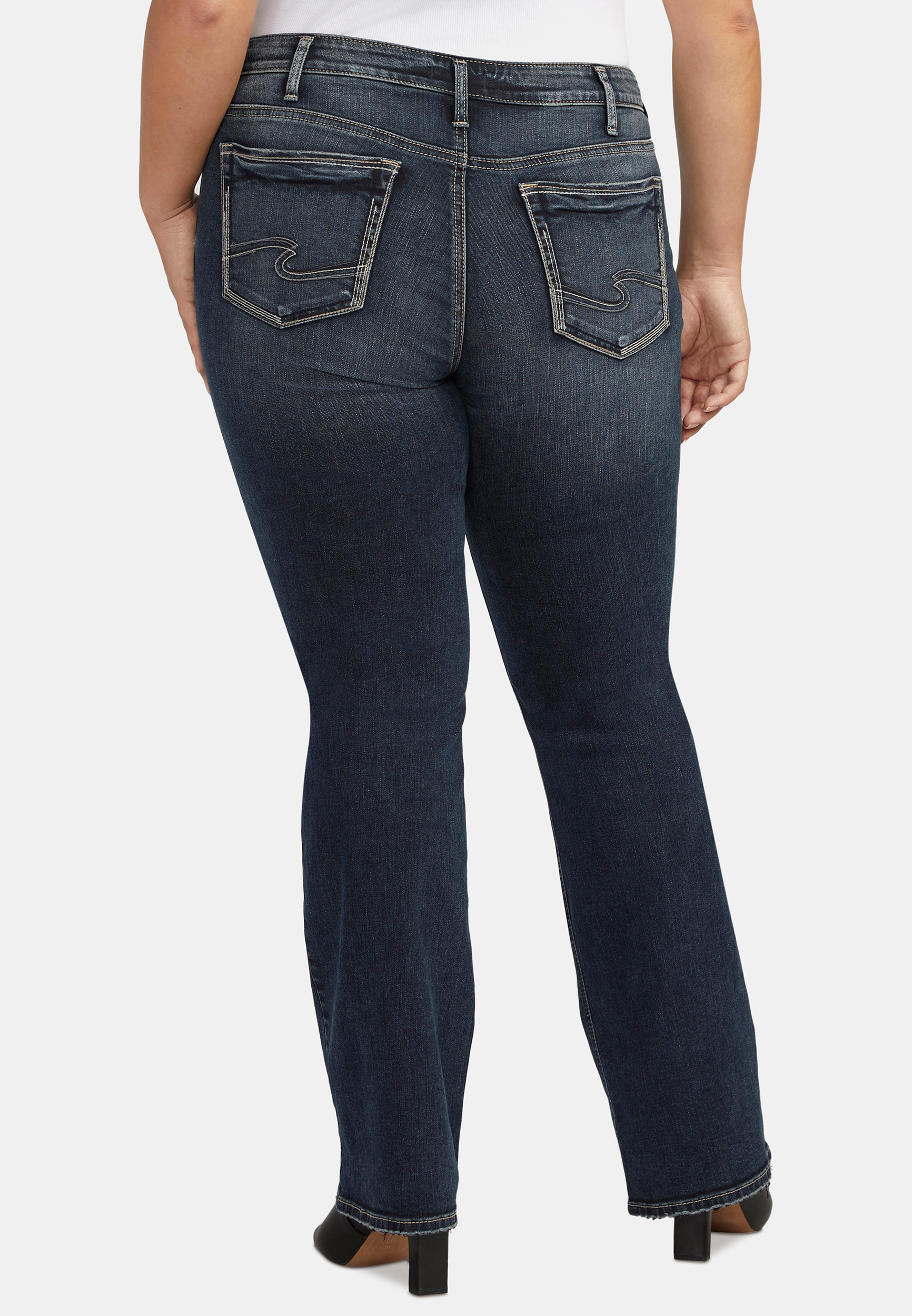 Plus Size Silver Jeans Co.&reg; Suki Bootcut Curvy Mid Rise Button Fly Jean, DARK SANDBLAST, large
