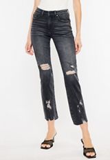 KanCan&trade; Charcoal Ankle Straight Mid Rise Ripped Jean, C106, small