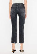 KanCan&trade; Charcoal Ankle Straight Mid Rise Ripped Jean, C106, small