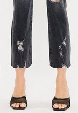 KanCan&trade; Charcoal Ankle Straight Mid Rise Ripped Jean, C106, small