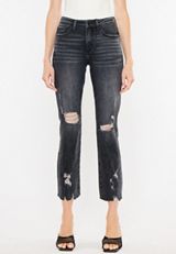 KanCan&trade; Charcoal Ankle Straight Mid Rise Ripped Jean, C106, small