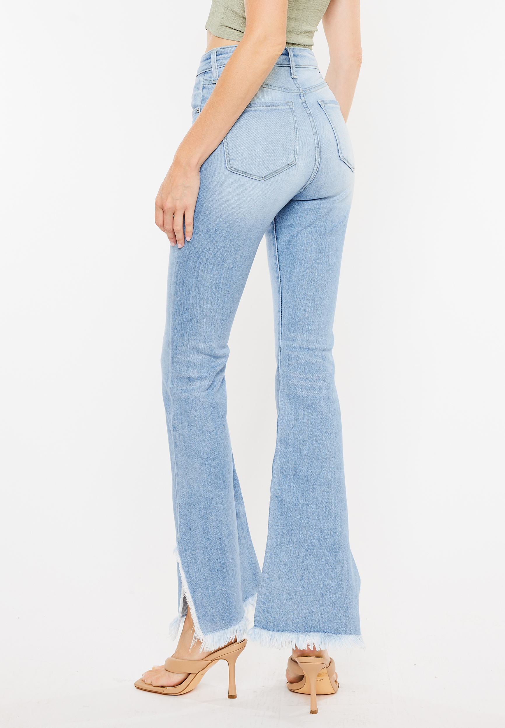KanCan&trade; Flare Curvy High Rise Slit Frayed Hem Jean, C2806, large