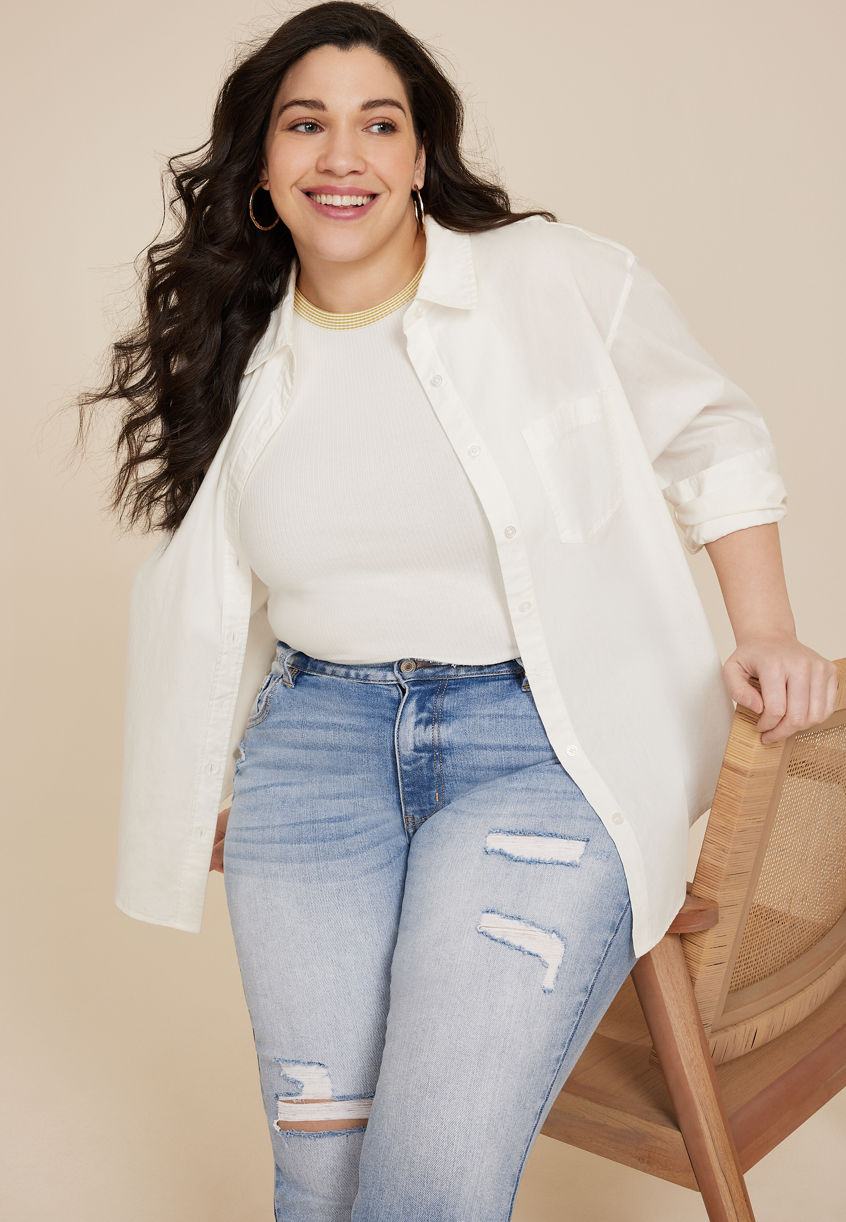 Plus Size KanCan&trade; High Rise Frayed Waist Skinny Jean, LIGHT SANDBLAST, large