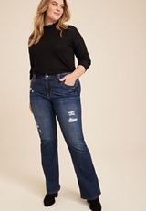 Plus Size KanCan&trade; High Rise Dark Ripped Bootcut Jean, DARK SANDBLAST, small