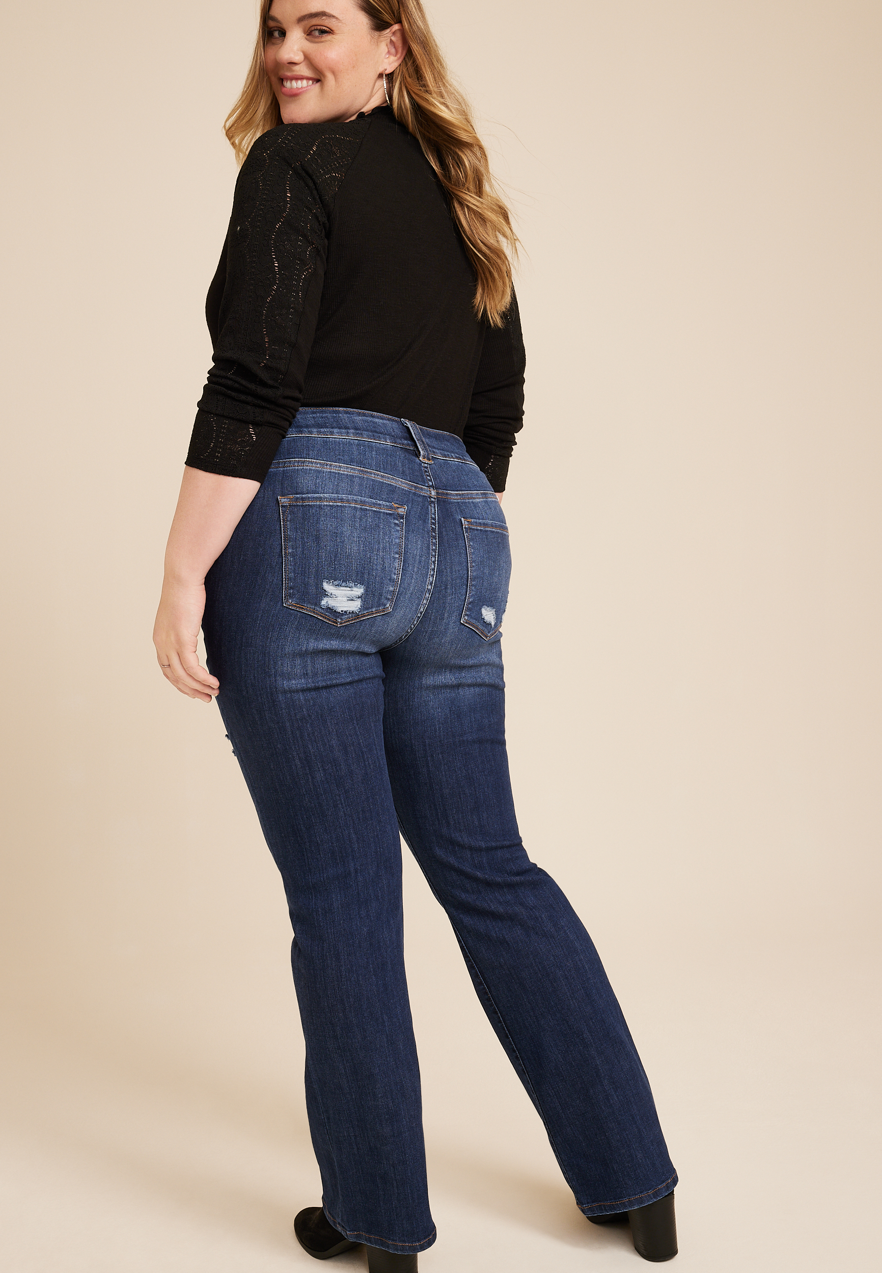 Plus Size KanCan&trade; High Rise Dark Ripped Bootcut Jean, DARK SANDBLAST, large