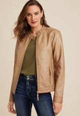 Faux Leather Jacket, C115, small