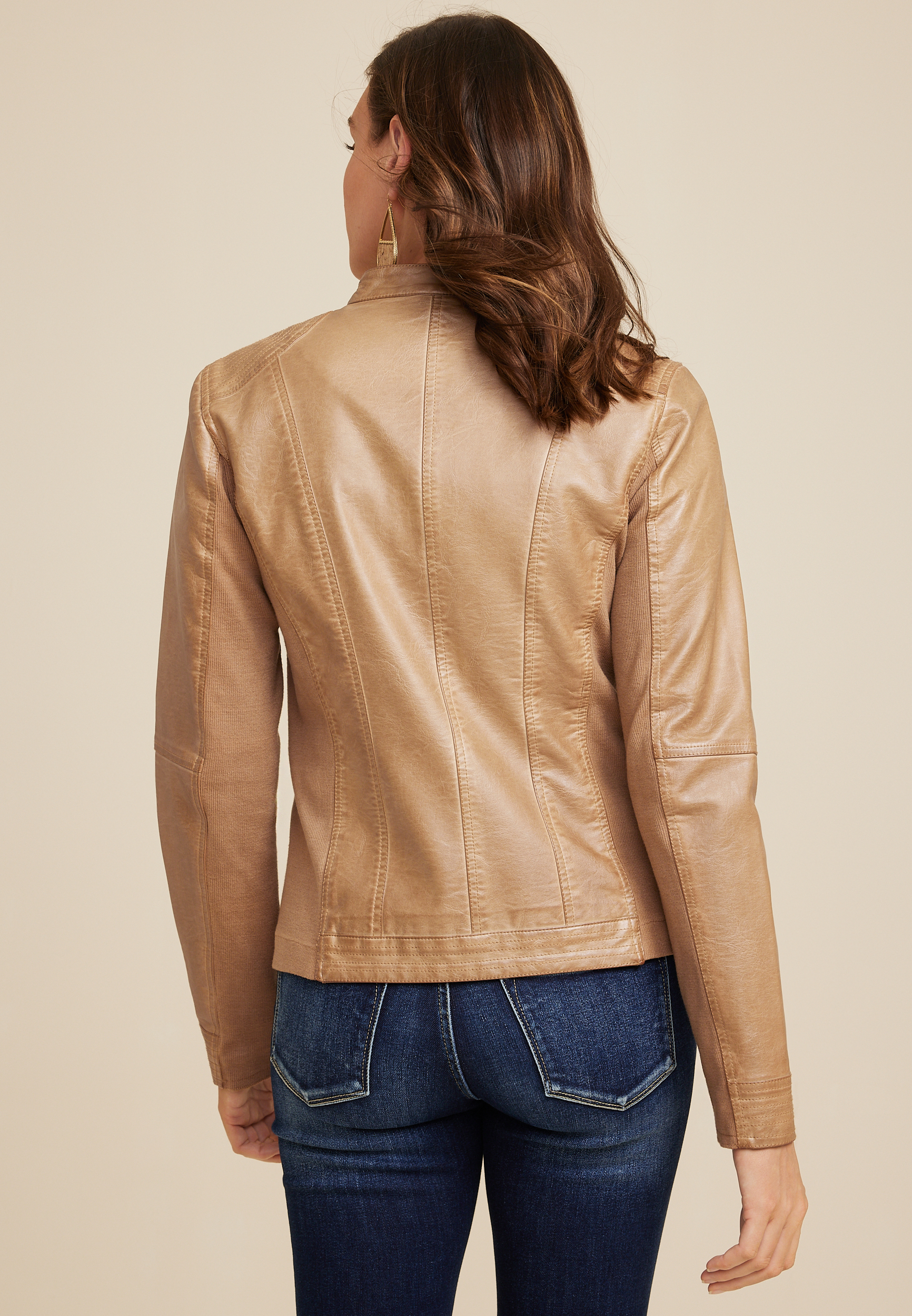 Faux Leather Jacket, C115, large