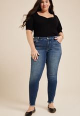 Plus Size KanCan&trade; Skinny Mid Rise Frayed Hem Jean, C3337, small
