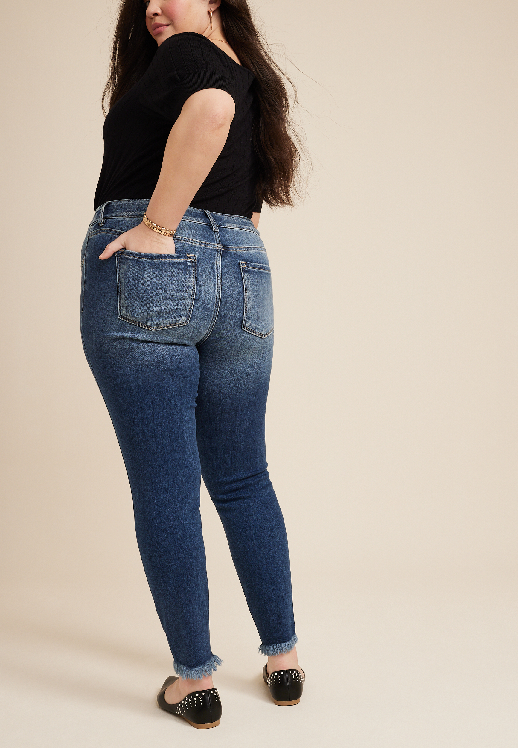Plus Size KanCan&trade; Skinny Mid Rise Frayed Hem Jean, C3337, large