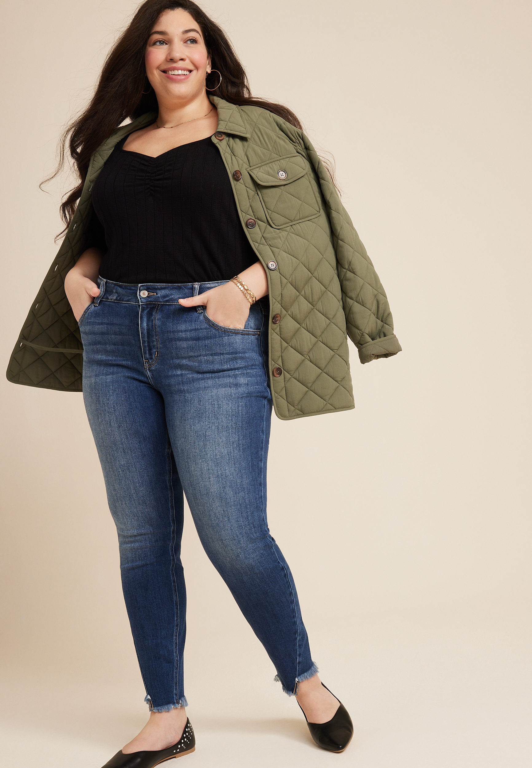 Plus Size KanCan&trade; Skinny Mid Rise Frayed Hem Jean, C3337, large