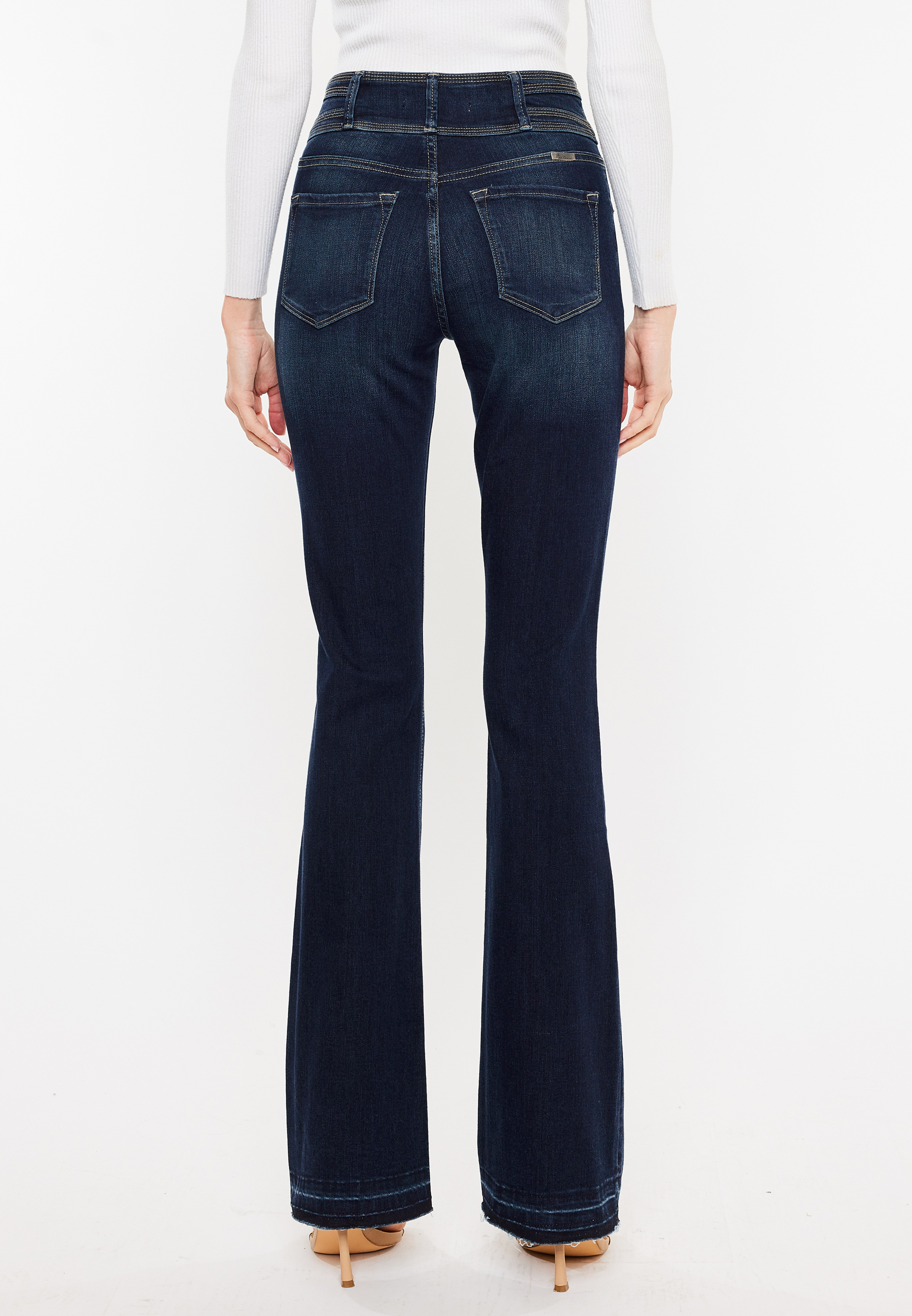 KanCan&trade; Dark High Rise Double Button Bootcut Jean, C258, large