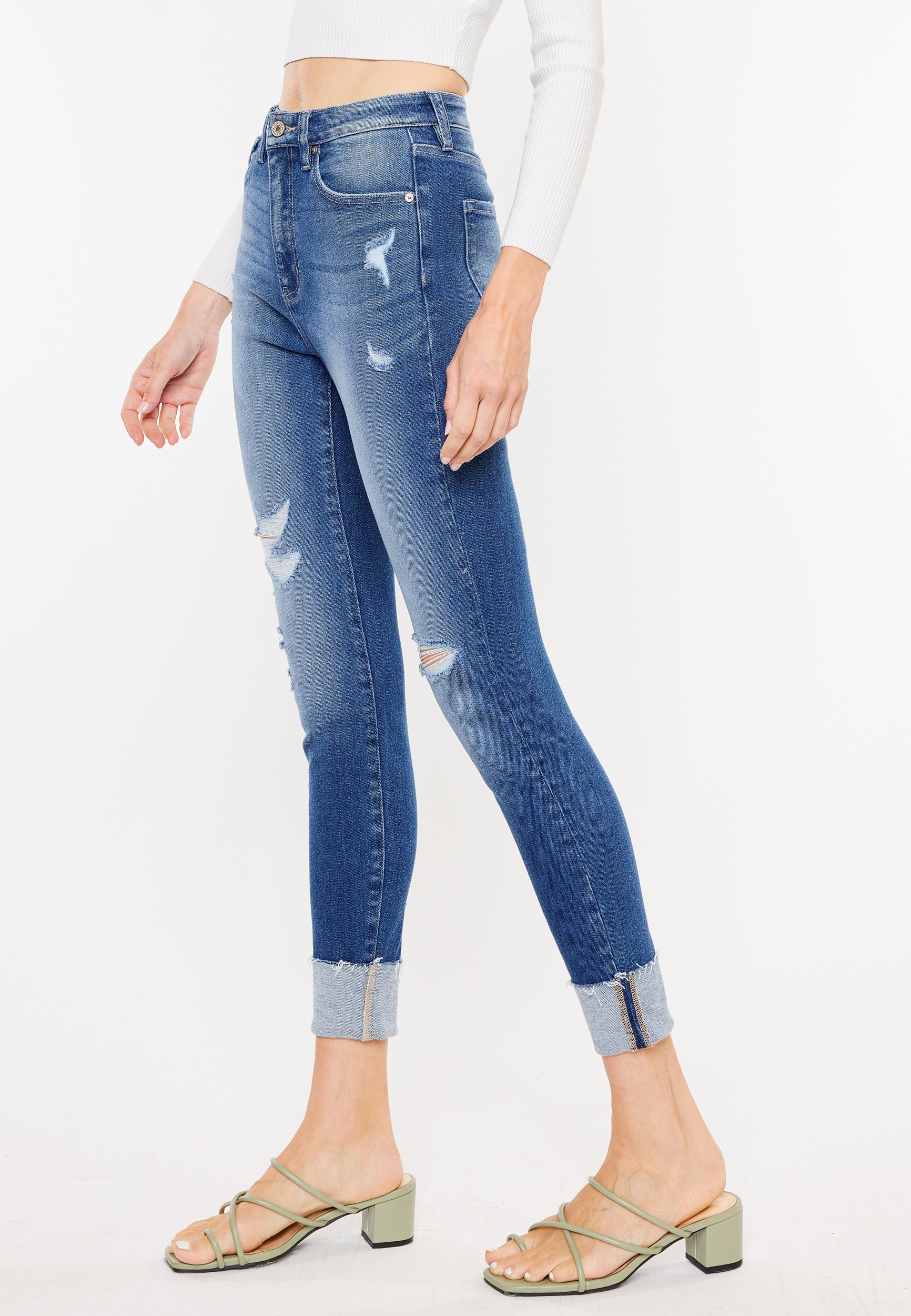 KanCan&trade; Skinny Curvy High Rise Cuffed Hem Jean, C3337, large