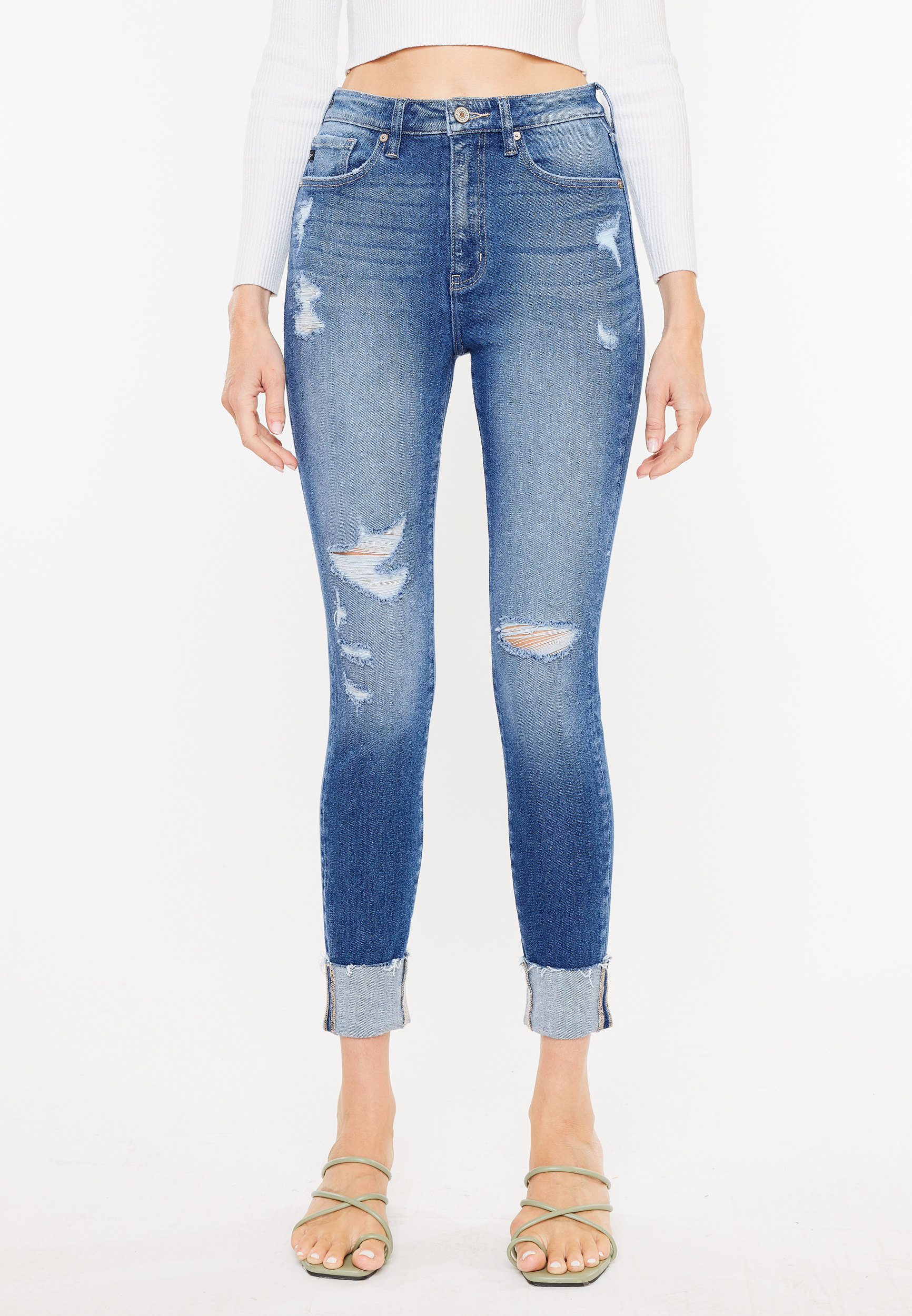 KanCan&trade; Skinny Curvy High Rise Cuffed Hem Jean, C3337, large