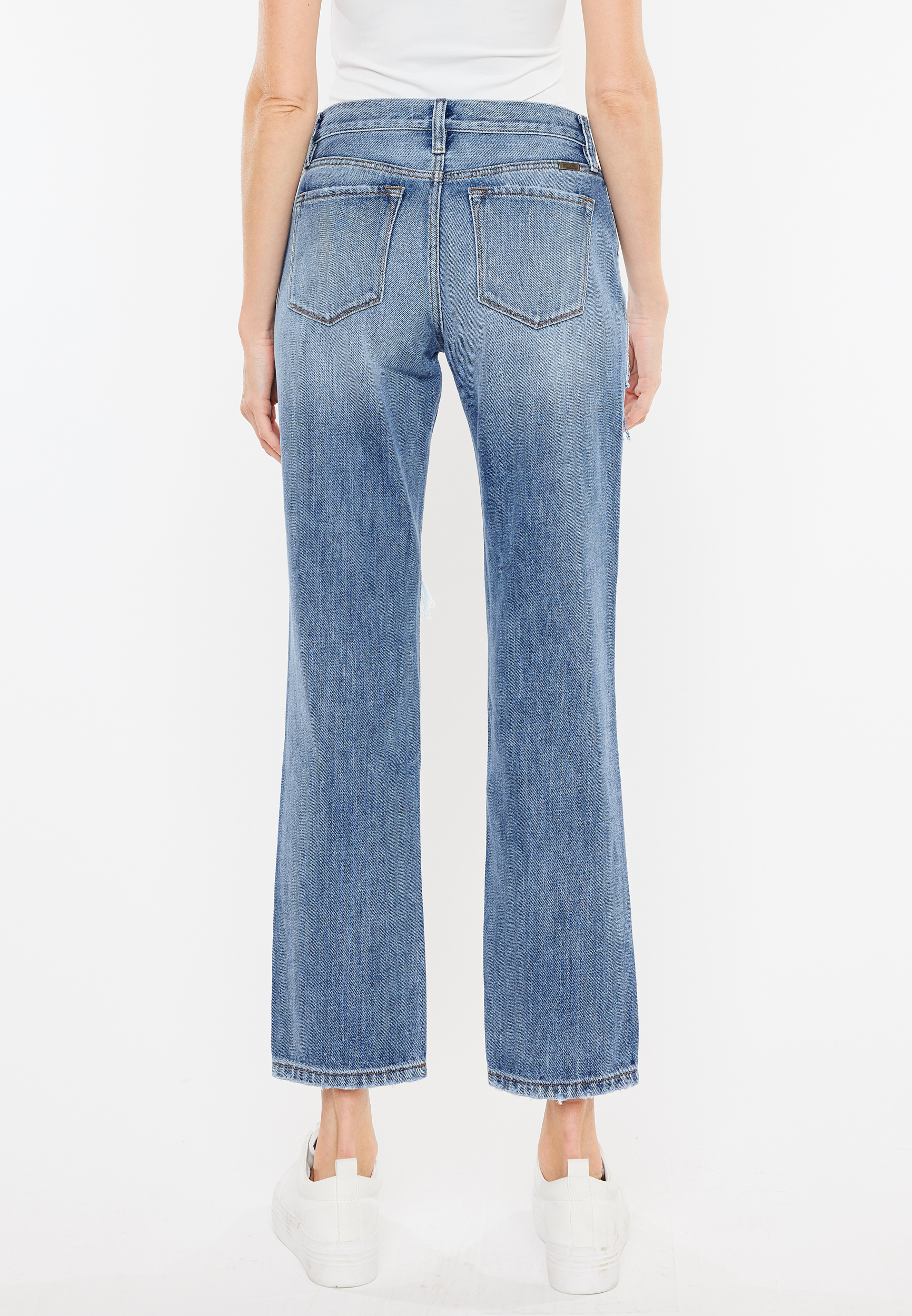KanCan&trade; Nonstretch High Rise Plaid Patch Ripped Boyfriend Jean, C258, large
