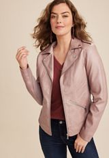 Perfect Faux Leather Moto Jacket, C6166, small