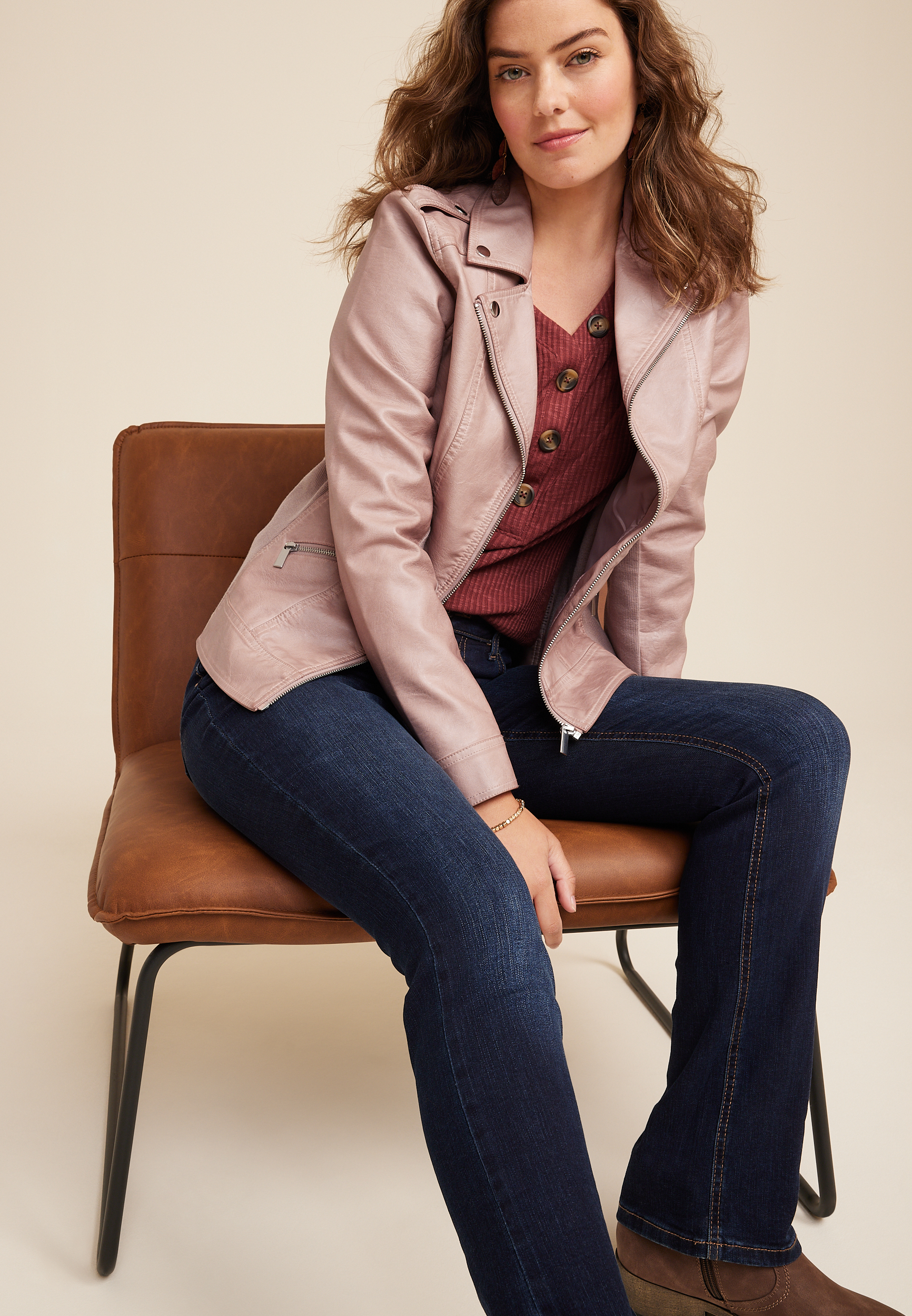 Perfect Faux Leather Moto Jacket, C6166, large