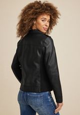 Perfect Faux Leather Moto Jacket, C106, small