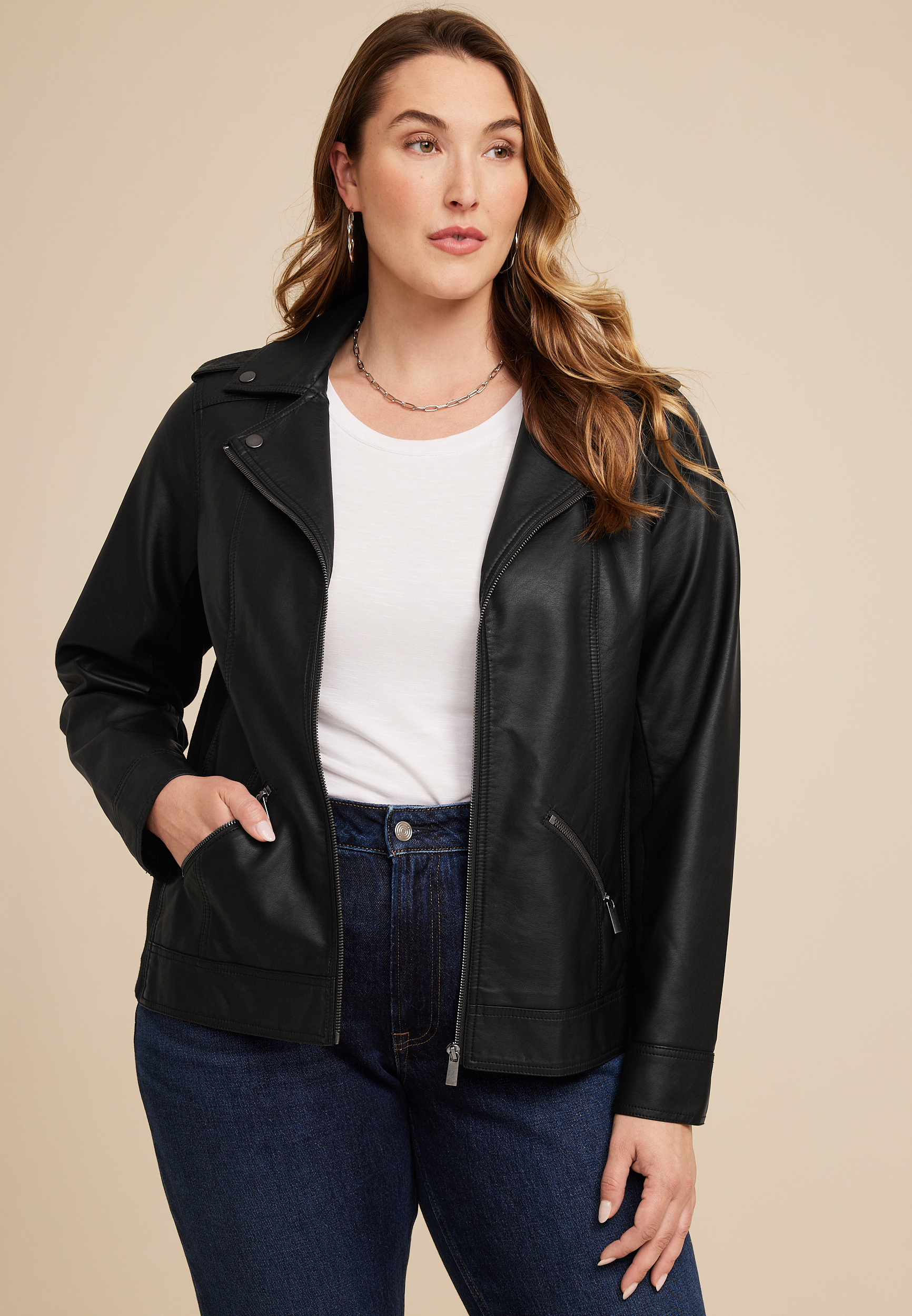 Plus Size Perfect Faux Leather Moto Jacket | maurices
