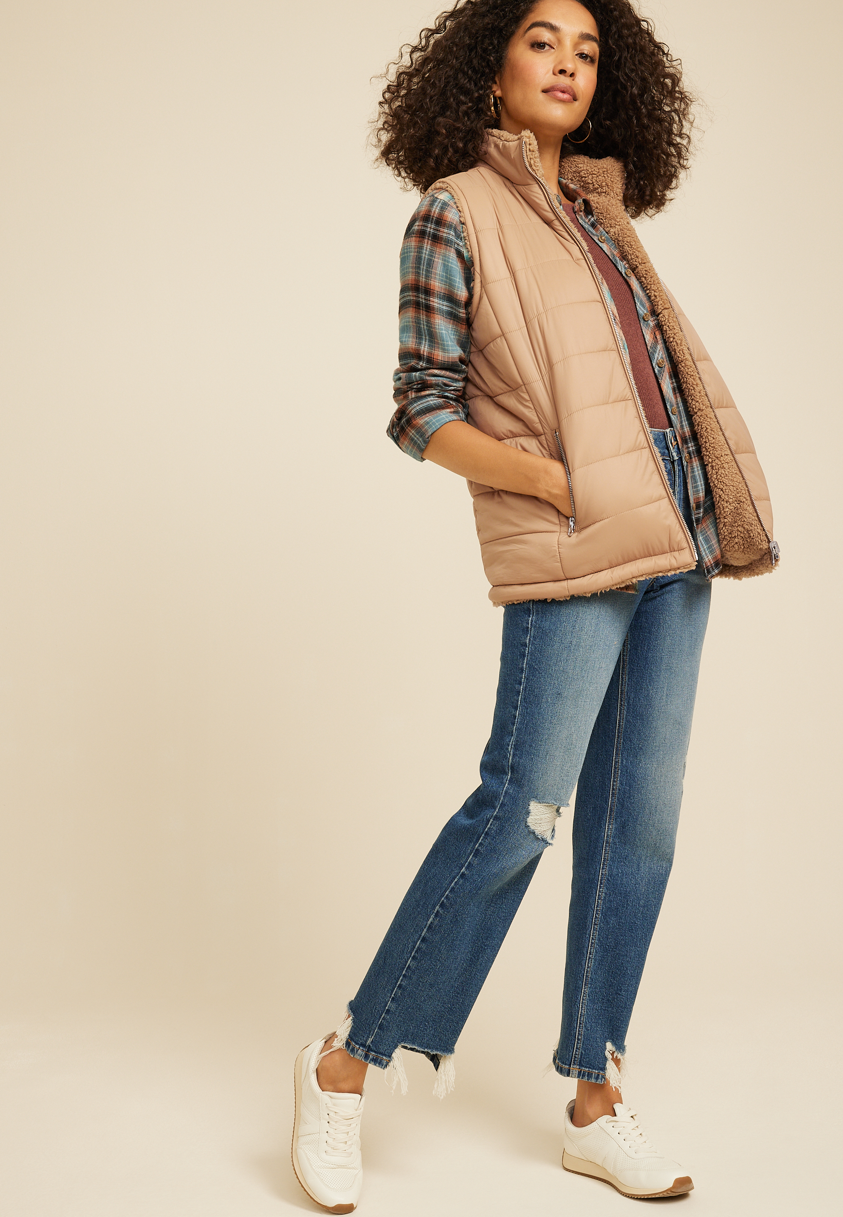 Reversible Teddy Sherpa Vest, C115, large