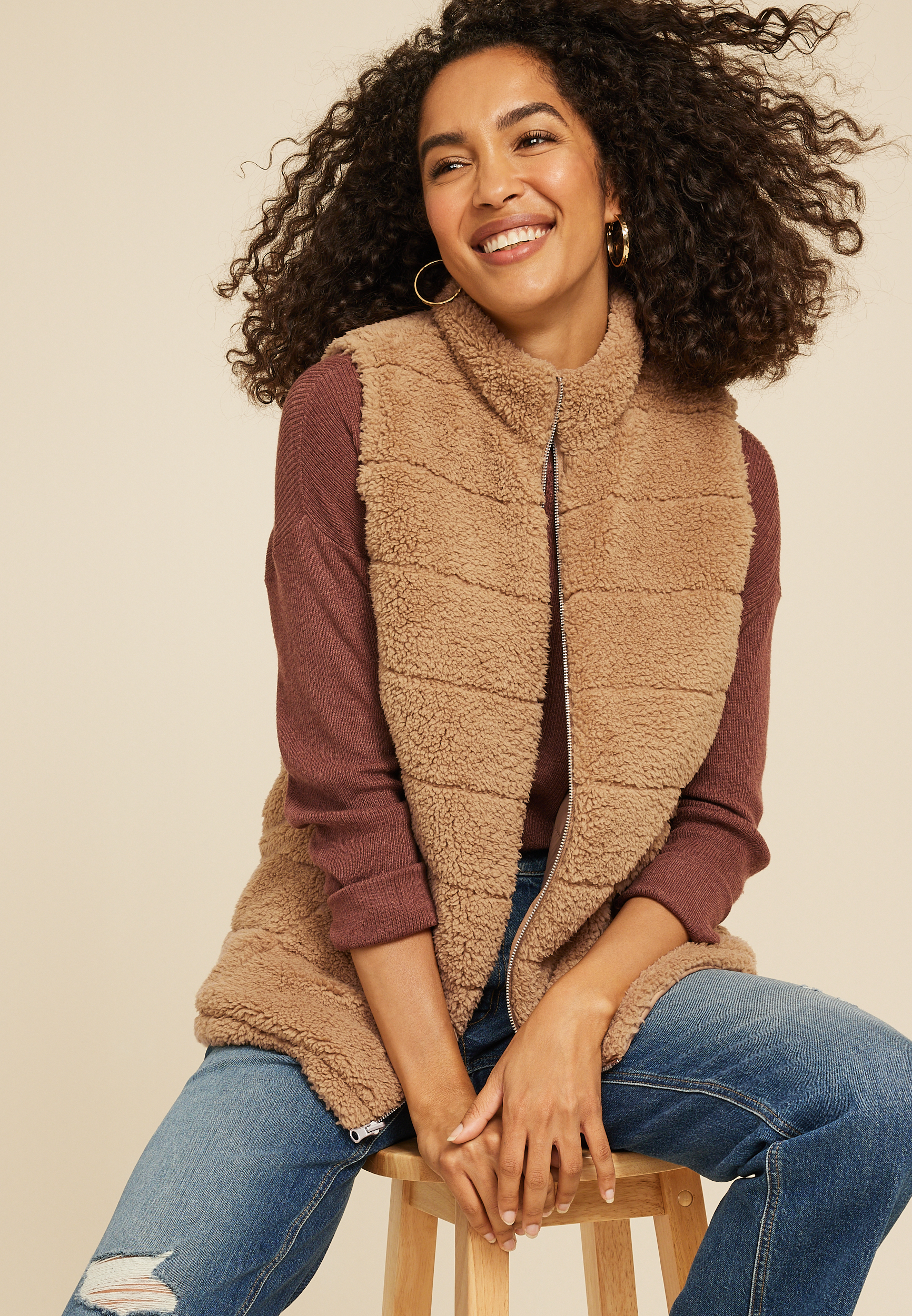Reversible Teddy Sherpa Vest, C115, large