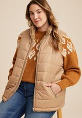 Plus Size Reversible Teddy Sherpa Vest, C115, small