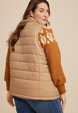 Plus Size Reversible Teddy Sherpa Vest, C115, small
