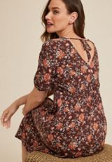 Floral Hanky Hem Midi Dress, WALNUT BROWN COMBO, small