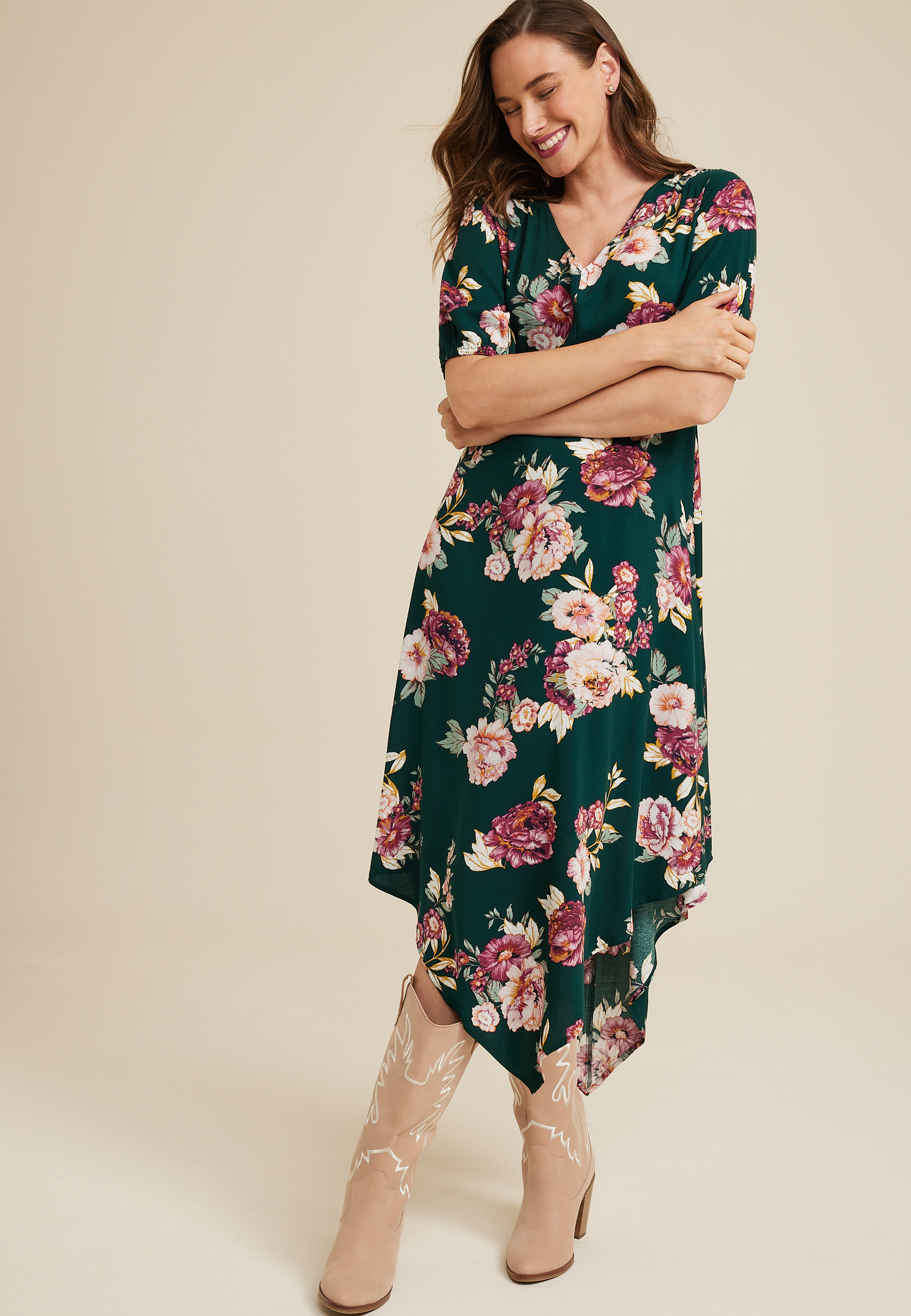 SIMPLE MELODY FLORAL HANKY DRESS