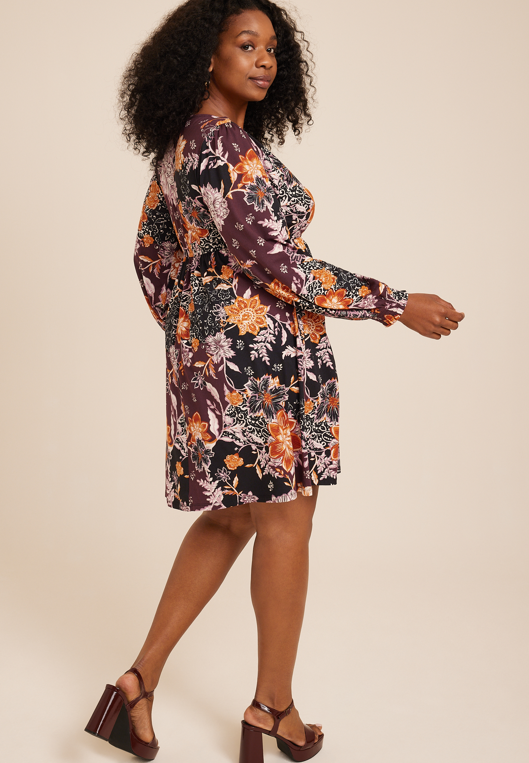 Plus Size 24/7 Floral Mini Dress, BLACK COMBO, large