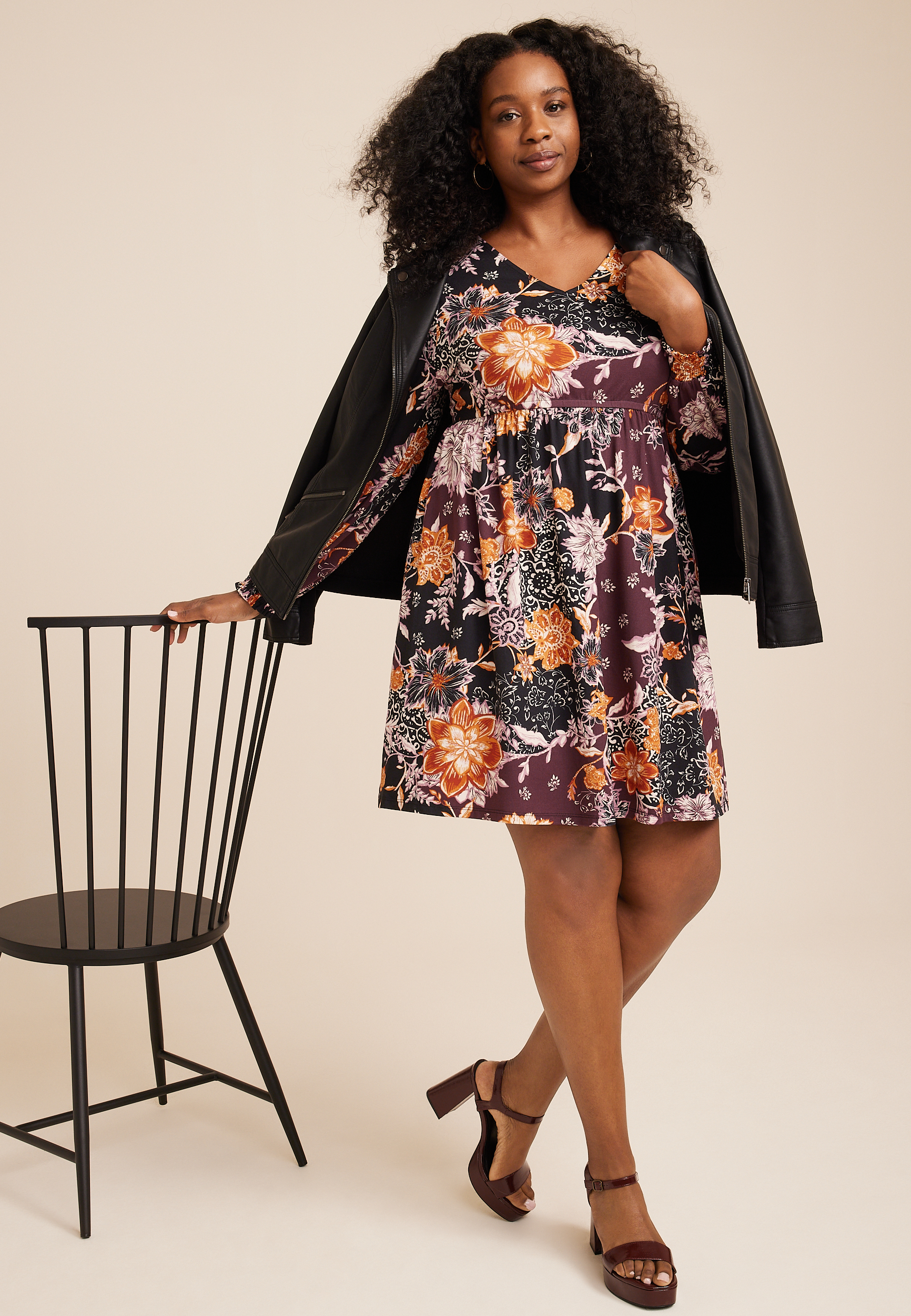 Plus Size 24/7 Floral Mini Dress, BLACK COMBO, large