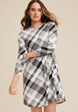 24/7 Plaid Empire Waist Mini Dress, C1756, small