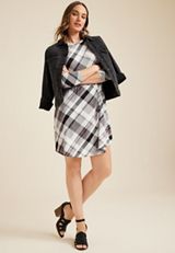 24/7 Plaid Empire Waist Mini Dress, C1756, small