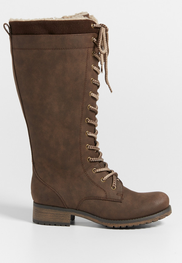 Nadine tall combat boot with faux sherpa lining | maurices