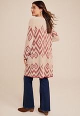 Geo Print Eyelash Cardigan, C9081, small