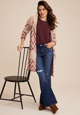 Geo Print Eyelash Cardigan, C9081, small